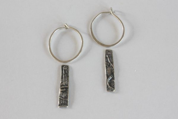sterling silver hoops, charm hoop earrings, oxidized hoop earrings