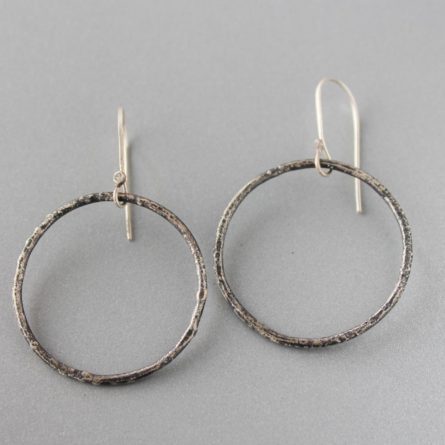 textured silver hoop earrings