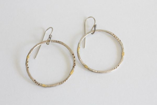 sterling silver 18 k gold circle earrings