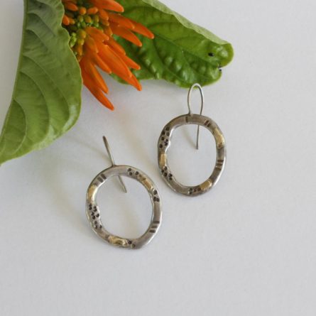 silver gold circle earrings